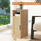 Slim Bedside Table Rattan Nightstand Natural (Set of 2)