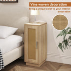 Slim Bedside Table Rattan Nightstand Natural (Set of 2)
