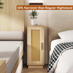 Slim Bedside Table Rattan Nightstand Natural (Set of 2)