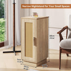 Slim Bedside Table Rattan Nightstand Natural (Set of 2)