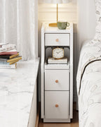 Slim Bedside Table with 3 Drawers and Shelf