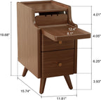 Slim Bedside Table with 3 Drawers and Shelf