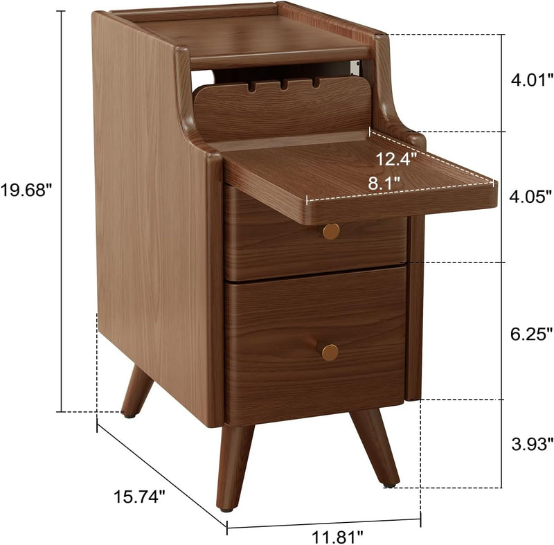 Slim Bedside Table with 3 Drawers and Shelf