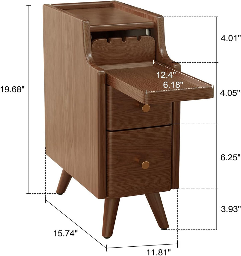 Slim Bedside Table with 3 Drawers and Shelf