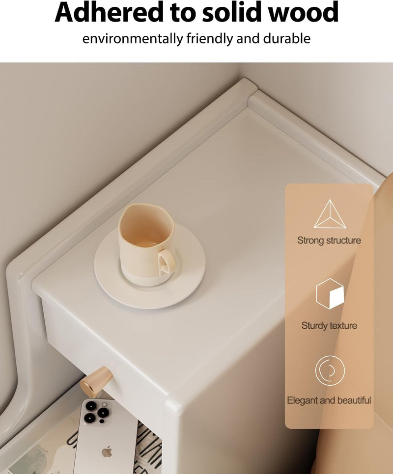 Slim Bedside Table with 3 Drawers and Shelf