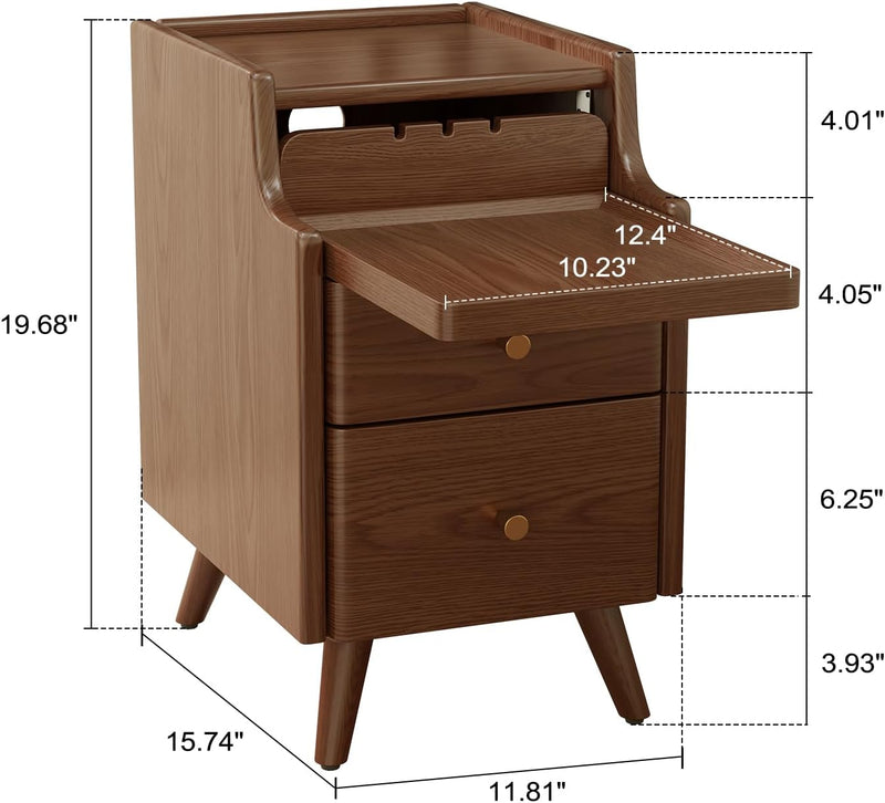 Slim Bedside Table with 3 Drawers and Shelf