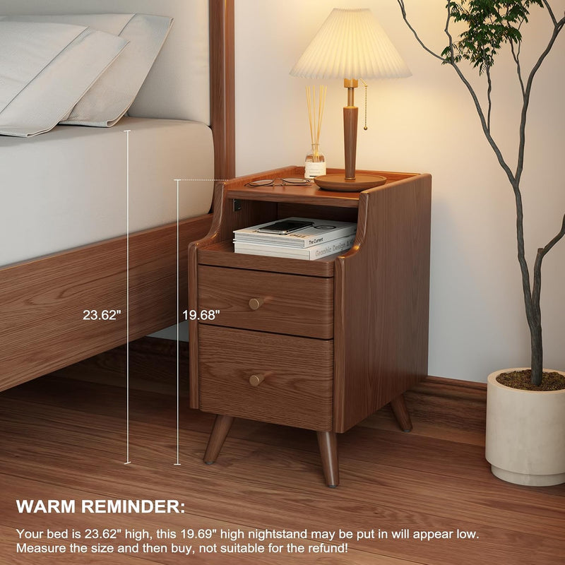 Slim Bedside Table with 3 Drawers and Shelf