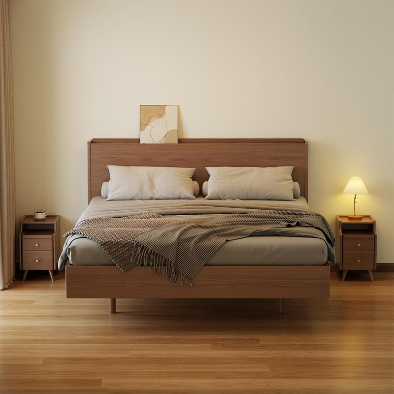 Slim Bedside Table with 3 Drawers and Shelf
