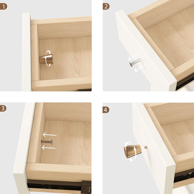 Slim Bedside Table with 3 Drawers and Shelf