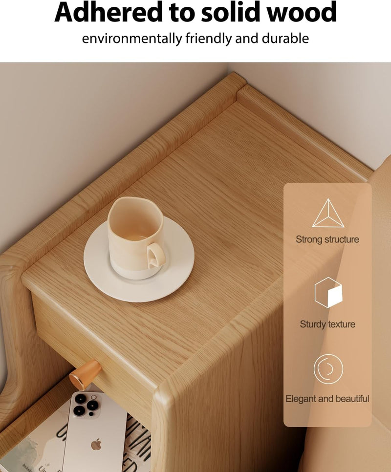 Slim Bedside Table with 3 Drawers and Shelf