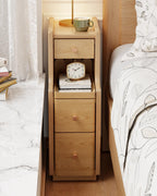 Slim Bedside Table with 3 Drawers and Shelf