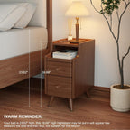 Slim Bedside Table with 3 Drawers and Shelf