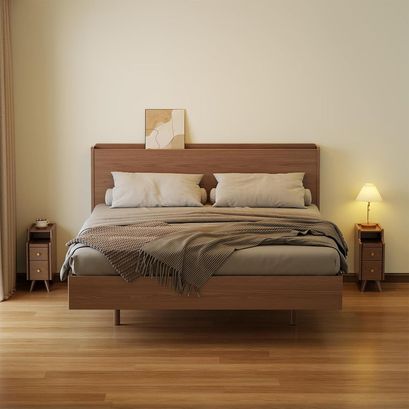 Slim Bedside Table with 3 Drawers and Shelf