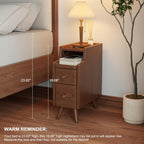 Slim Bedside Table with 3 Drawers and Shelf