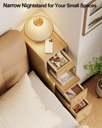 Slim Bedside Table with 3 Drawers and Shelf