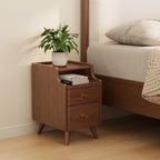 Slim Bedside Table with 3 Drawers and Shelf