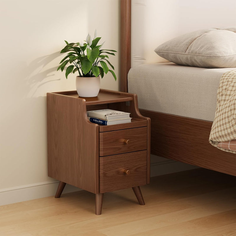 Slim Bedside Table with 3 Drawers and Shelf