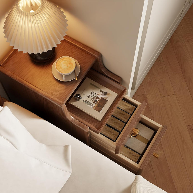 Slim Bedside Table with 3 Drawers and Shelf