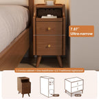 Slim Bedside Table with 3 Drawers and Shelf