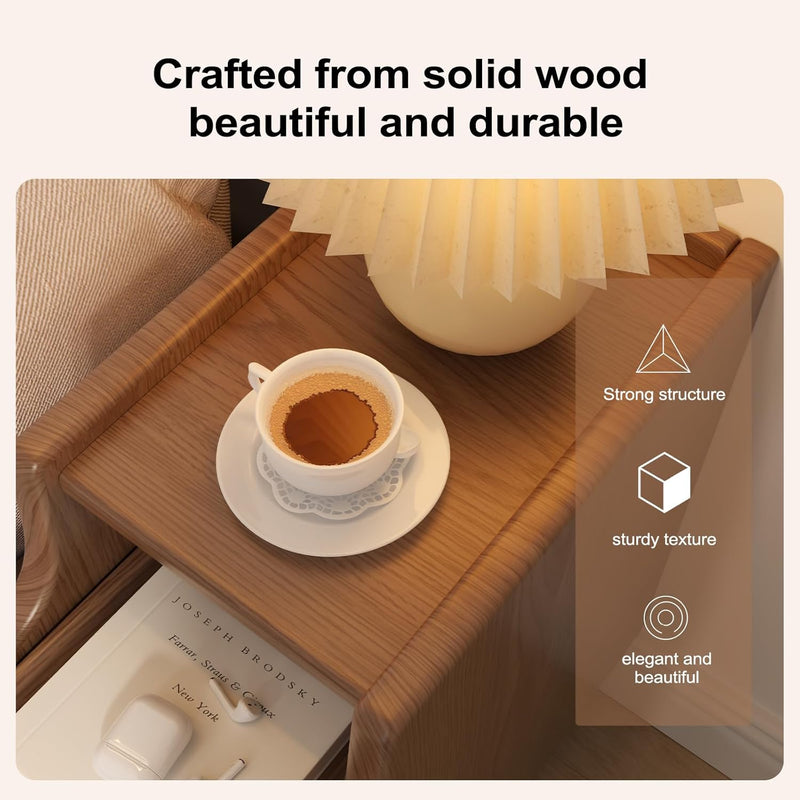 Slim Bedside Table with 3 Drawers and Shelf