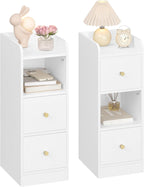 Slim Bedside Tables Side Table with 2 Drawers (Set of 2)