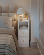 Slim Bedside Tables Side Table with 2 Drawers (Set of 2)