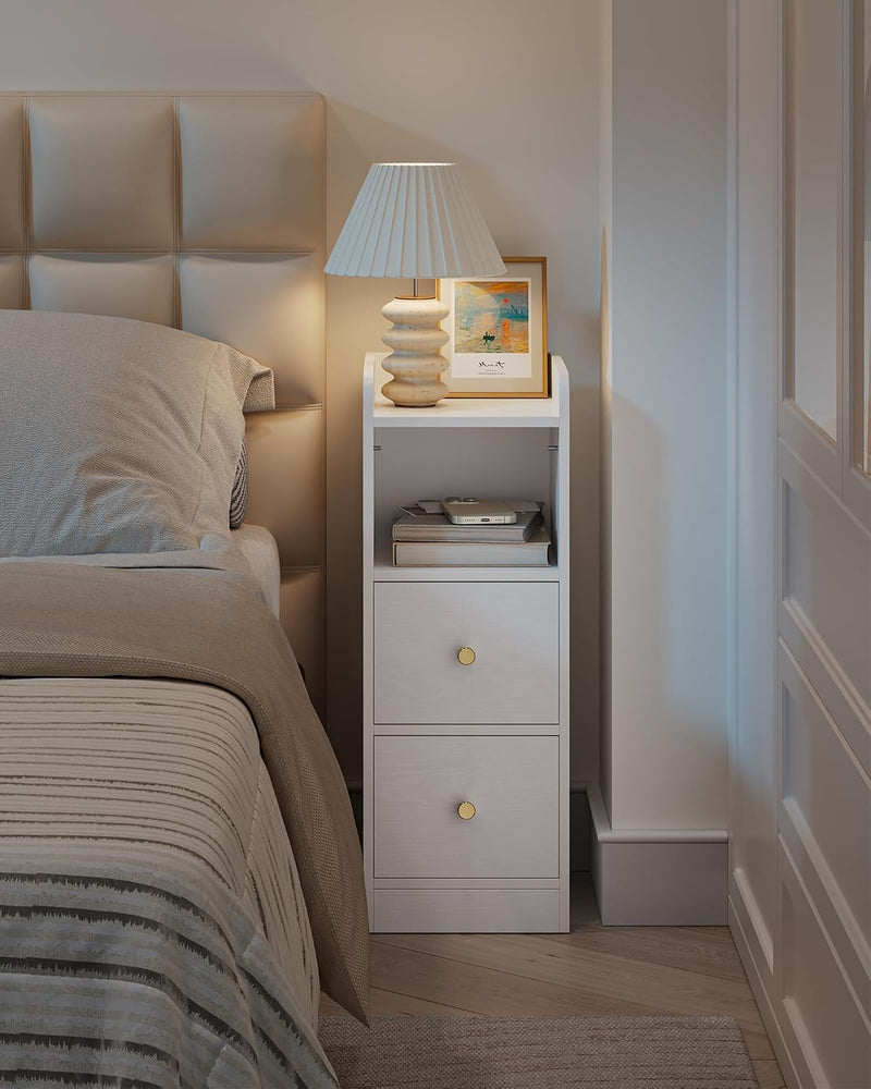 Slim Bedside Tables Side Table with 2 Drawers (Set of 2)
