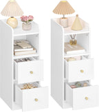 Slim Bedside Tables Side Table with 2 Drawers (Set of 2)
