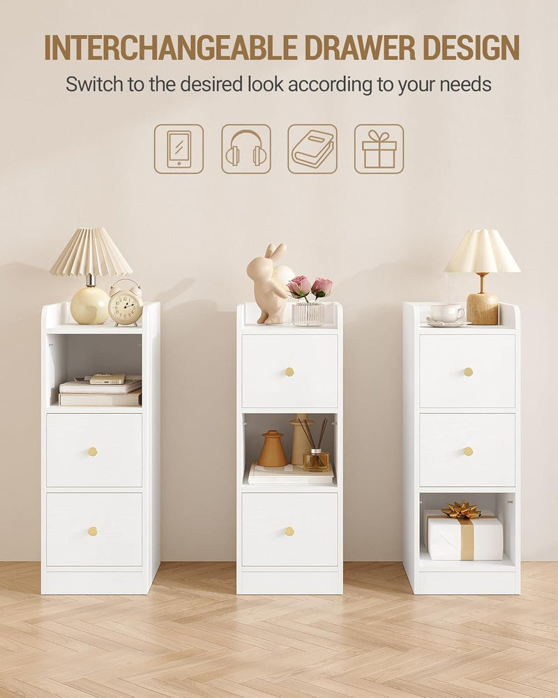Slim Bedside Tables Side Table with 2 Drawers (Set of 2)