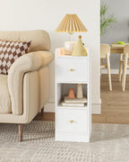 Slim Bedside Tables Side Table with 2 Drawers (Set of 2)