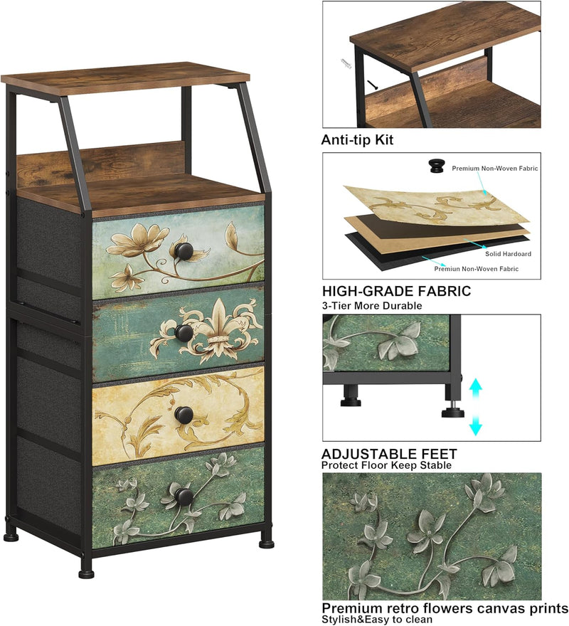 Slim Chest of Drawers with 4 Bedside Table