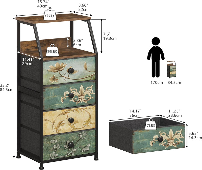 Slim Chest of Drawers with 4 Bedside Table