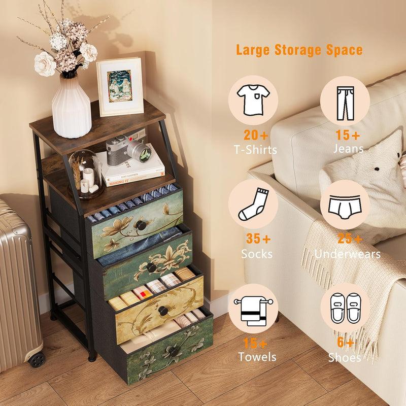 Slim Chest of Drawers with 4 Bedside Table
