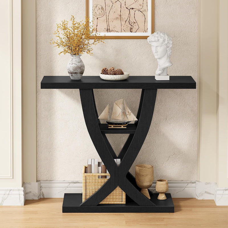 Slim Console Table for Hallway 3-Tier Half Moon