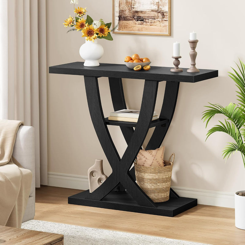 Slim Console Table for Hallway 3-Tier Half Moon