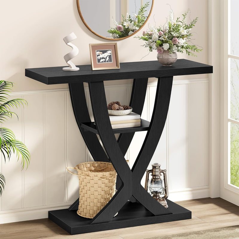 Slim Console Table for Hallway 3-Tier Half Moon