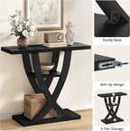 Slim Console Table for Hallway 3-Tier Half Moon