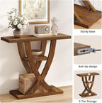 Slim Console Table for Hallway 3-Tier Half Moon