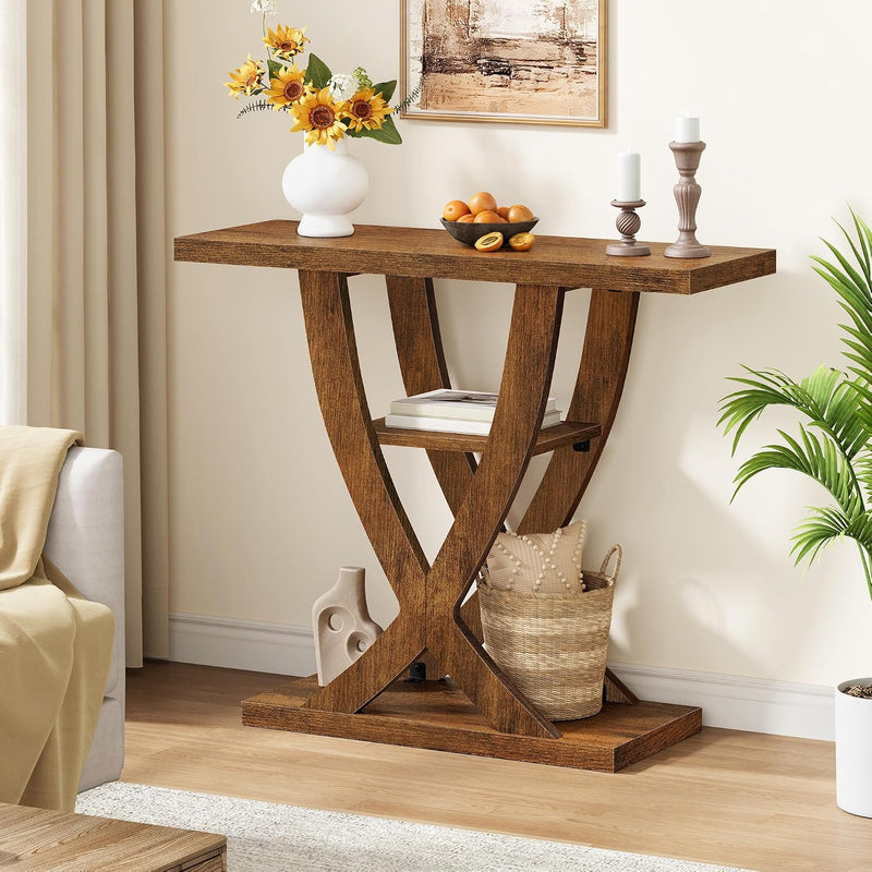 Slim Console Table for Hallway 3-Tier Half Moon