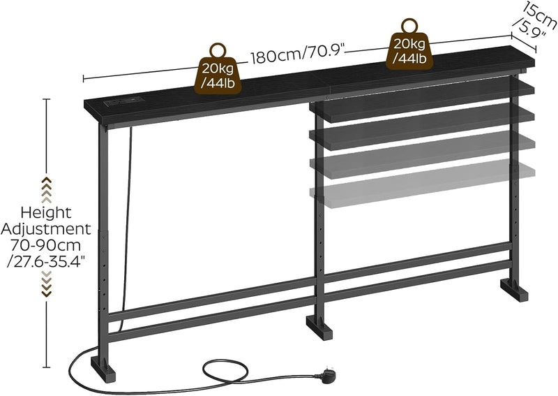 Slim Console Table Height-Adjustable Behind Sofa