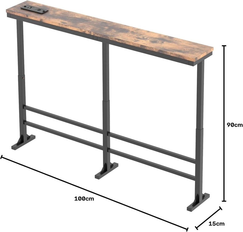 Slim Console Table Height-Adjustable Behind Sofa