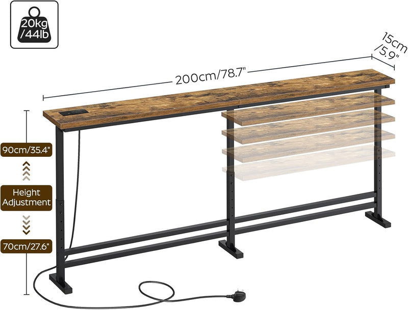 Slim Console Table Height-Adjustable Behind Sofa