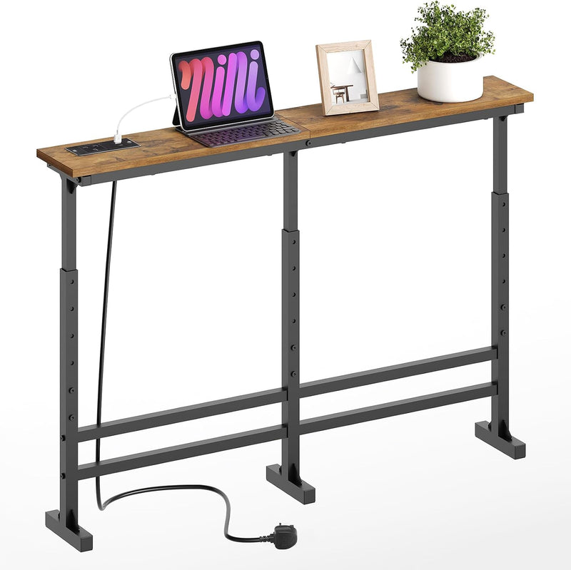 Slim Console Table Height-Adjustable Behind Sofa