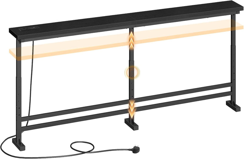 Slim Console Table Height-Adjustable Behind Sofa