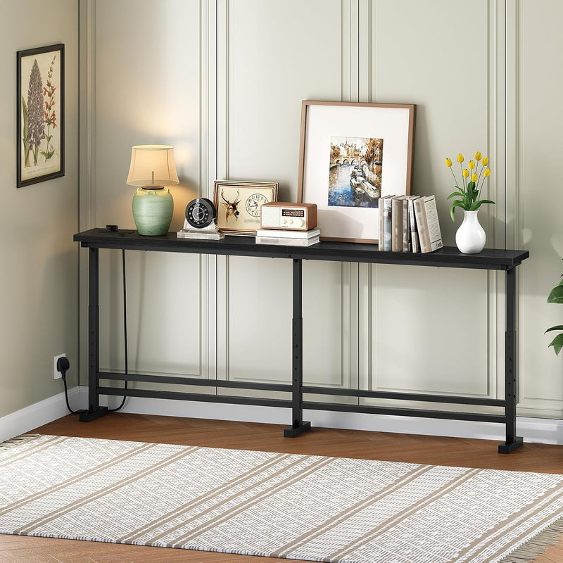 Slim Console Table Height-Adjustable Behind Sofa