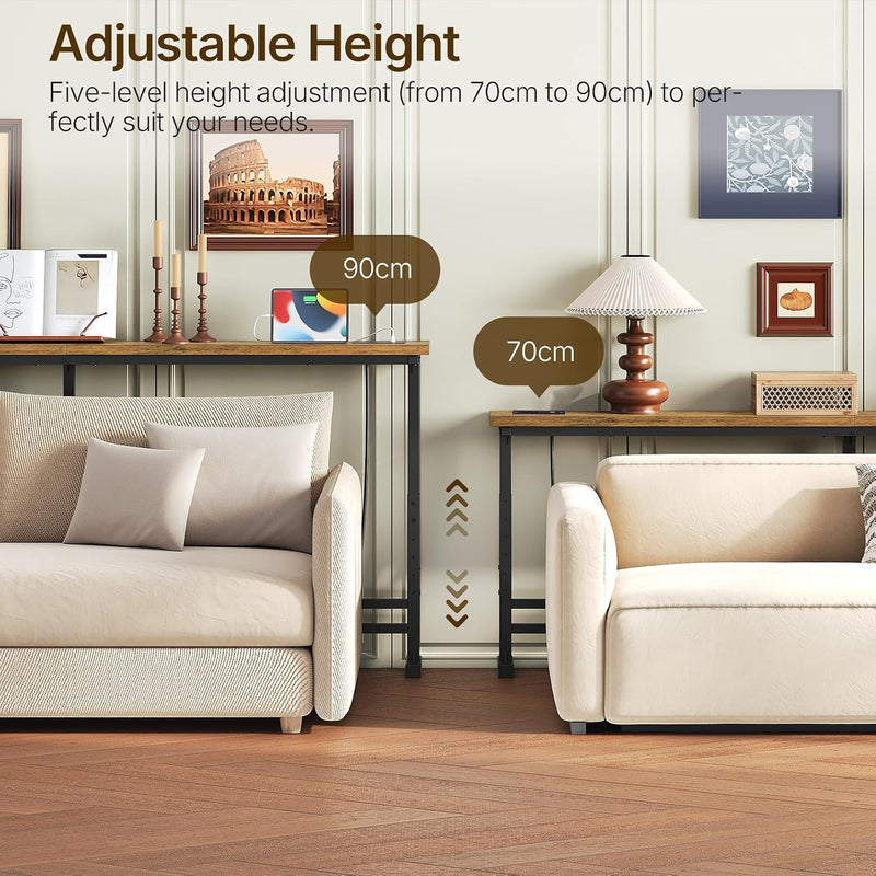 Slim Console Table Height-Adjustable Behind Sofa
