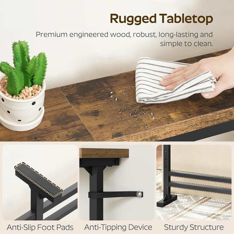 Slim Console Table Height-Adjustable Behind Sofa