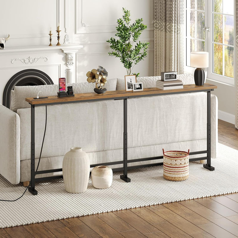 Slim Console Table Height-Adjustable Behind Sofa