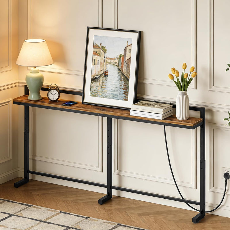 Slim Console Table with Adjustable Height