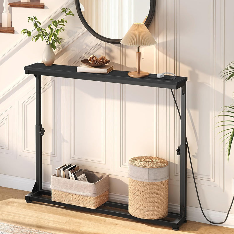 Slim Console Table with Adjustable Height Behind Sofe (Set of 2)